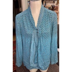 Halogen, Lng-slv Button-up Blue Top, Sz S